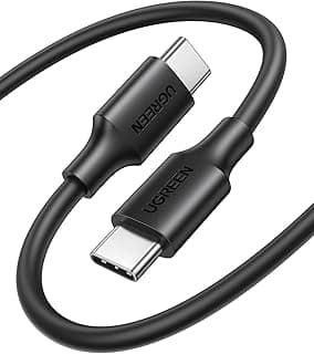 كابل شحن سريع بي دي 3.0 USB C إلى USB C بقدرة 60 وات، 1 متر، 3 امبير متوافق مع سلسلة آيفون 15/ماك بوك برو/ايباد برو/سامسونج جالاكسي S23/22/زد فولد/زد فليب/جوجل بيكسل 7/6A/بلاي ستيشن 5/سويتش من يوجرين