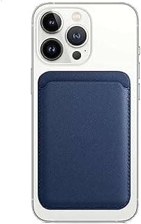 Magnetic Leather Wallet Strong with Card Holder Compatible with Apple iPhone Samsung Magnetic Wireless Charging (Navy)
