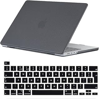 Se7enline Compatible with MacBook Pro 13 inch Case 2023 2022 2021 2020 Model M1/M2 A2338/A2251/A2289 Laptop Hard Shell Case with Keyboard Cover Skin(UK Layout),Carbon Fiber Black