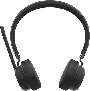 For Lenovo Wireless Stereo Headset, Dual Bluetooth Connection, Lightweight, Environmental Noise Cancellation (ENC), Double Sided Boom Mic, Leather & Memory-Foam Ear Cups, 60 Hours Playback