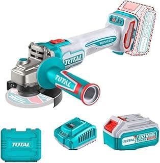 ماكينة تجليخ زوايا بدون فرشاة 20V بحجم 11.43 سم + بطاريتين وشاحن 1200W كحد أقصى TAGLI2211532 من توتال