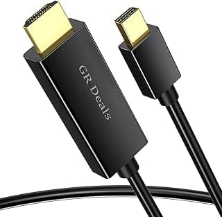 كابل Mini DisplayPort Thunderbolt 2 إلى HDMI ذكر إلى ذكر 1.8 متر، محول Mini DP إلى HDMI مطلي بالذهب متوافق مع HDTV، لابتوب، شاشة، بروجيكتور - أبيض (1.8 متر)