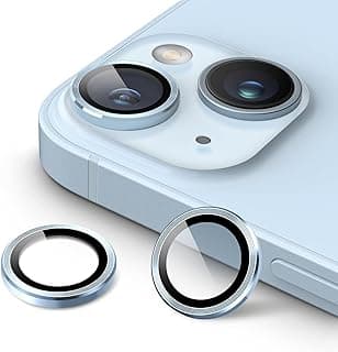 غطاء حماية لعدسة الكاميرا من سبائك الألومنيوم مع زجاج مقوى لهاتف ابل iPhone 15 / 15 Plus (أزرق سماوي)