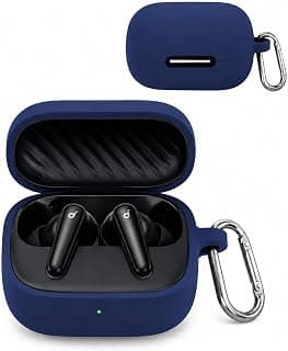 Dl3 Mobilak Compatible with Anker Soundcore R60i NC/Anker P31i Cover, Soft Silicone Shockproof Protective Case Wireless Earbuds with Carabiner, Front LED Visible (Blue)