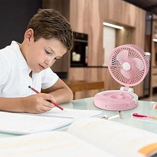 مروحة كهربائية ميني قابلة للطي مع مصباح LED و3 سرعات