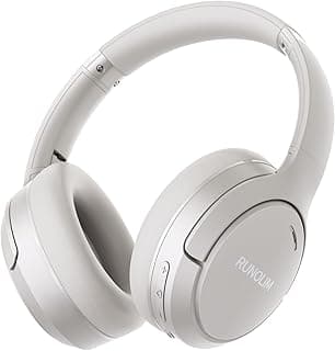 RUNOLIM Bluetooth Headphones Over-Ear, Active Noise Cancelling Headphones, Wireless Bluetooth Over Ear, 65 Hours Playtime in ANC Mode, Hi-Res Audio, Deep Bass, Transparency Mode