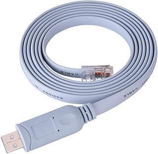 كابل USB إلى كونسول، كابل USB2.0 ذكر إلى RJ45 ذكر، كابل كونسول مسطح CAT5 تسلسلي لأنظمة ويندوز 10، 8، ماك او اس، لينكس، واندرويد