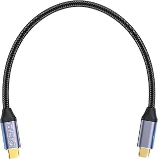 كابل USB C 3.1 Gen 2 قصير يدعم شحن 100 وات / نقل بيانات 10Gbps / شاشة 4K@60Hz، كابل شحن USB-C الى USB-C، متوافق مع اندرويد جالاكسي 0.5 متر
