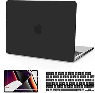 B BELK Compatible with MacBook Pro 14 inch Case 2022 2021 Release A2442 with M1 Pro/Max Chip, Plastic Laptop Hard Shell Case + Keyboard Cover + Screen Protector for MacBook Pro 14'' Touch ID, Black