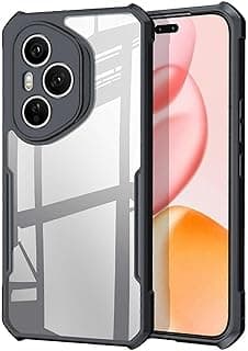 جراب لهاتف Honor 400 Pro - مضاد للصدمات والخدش، شفاف مع حماية للكاميرا، إطار مرن، حماية كاملة للجسم - لون أسود