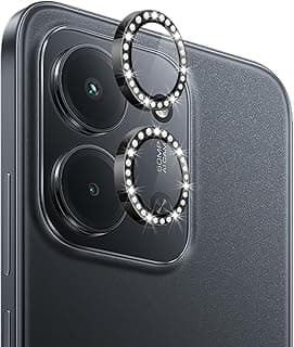 Camera Lens Protector for Xiaomi Redmi 15C 4G/5G Accessories, 9H Tempered Glass Metal Individual Ring Camera Cover Screen Protector, Case Friendly, Anti Scratch (Diamond Black)