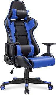 Mahmayi C599_Blue Gaming Chair High Back Computer Chair Pu Leather Desk Chair Pc Racing Executive Ergonomic Adjustable Swivel Task Chair With Headrest And Lumbar Support (Blue)