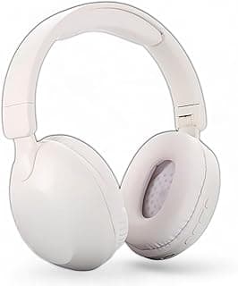 Wireless Headset Bluetooth V5.3 SD-1102 with Mic for Laptop, Mobile Phone, PC, Over Ear Stereo Music Earphone, Deep Bass,Soft-Earpads, Headset For Gaming, with SD Memory Card/FM/AUX/Type-C (Beige)