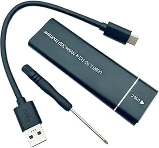 حافظة هارد NVME SSD M.2 مزودة بمحول USB C بلون أسود، يدعم USB 3.1 الجيل الثاني (10 جيجابت في الثانية)، بمنفذ ملحقات إضافية سريع PCIE