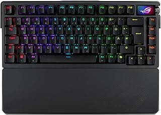 اسس كيبورد العاب روج ازوث اكستريم 75% (تصميم QWERTZ ومفاتيح روج ان اكس الميكانيكية وشاشة لمس OLED وزر تحكم ثلاثي، لاسلكي عبر البلوتوث بتردد 2.4GHz RF لاسلكي، USB، متوافق مع MacOS)