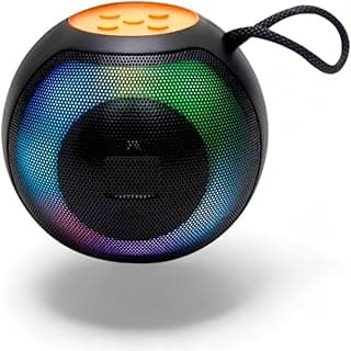 سماعة صب بلوتوث قوية HR 214، سماعة محمولة لاسلكية مع إضاءة RGB LED، دعم فلاشة/كارت ميموري/FM، بطارية قابلة للشحن للموبايلات والكمبيوتر (متعدد الألوان)