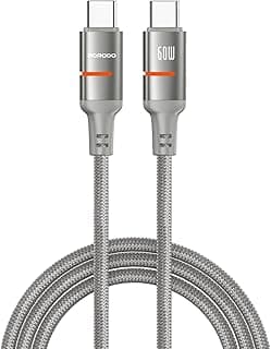 60W Braided Cable, Data Transfer &Fast Charging, 3m Length, Universal Compatibility, Braided Cable, Safe & Reliable - Grey (USB-C to USB-C)