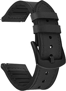 20mm/22mm Watch Strap, Leather and Meex Smart Watch Strap Compatible with Amazfit/Huawei/Casio/Fossil, for Men and Women
