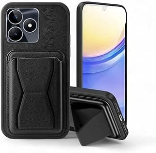 Leather Case Compatible for Honor X5C / X5C Plus Shockproof Leather Back Card Storage & case built-in Stand PU leather for a stylish look, comfortable grip (Black)