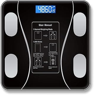 LUTFI Body Fat Scale Smart Weighing Scale Bluetooth-compatible Electronic Intelligent Weight Loss Body Fat Balances Analyzer Weighing Tools (Color : Black)