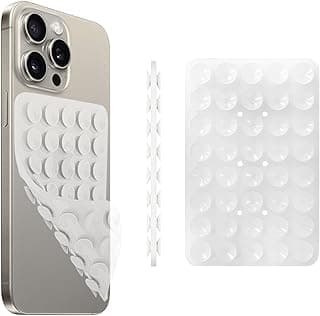Phone Suction Cup Pad | Reusable Silicone Grip | Strong Sticky Holder with 40 Micro Suction Cups for Smartphone | Anti-Slip Hands-Free Mount for Glass, Mirror & Smooth Surfaces (Transparent)