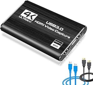 HDMI 4K 1080P Game Video Capture Card HDMI to USB3.0 HD Video Converters Game, Suitable for Game Live Broadcasts Video Recording with MIC Input&Live Out for OBS/Vmix