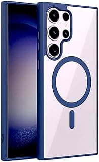 Clear Case for Samsung Galaxy S22 Ultra, Compatible with MagSafe Charger, Slim Shock Absorbent Bumper, Crystal Clear (Blue)