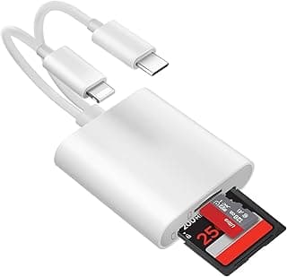 SD Card Reader for iPhone, USB C SD Card Reader, 2 in 2 Camera Card Viewer Reader SD Card Reader Adapter, Type C OTG Adapter Camera Memory Card Reader Dual Slot for SD/MicroSD/SDHC/SDXC, Plug and Play