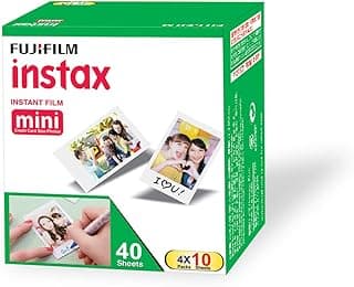 فيلم تصوير فوري فوجي فيلم Instax Mini - عبوة توفير 40 صورة (أبيض)