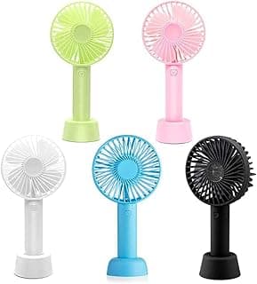One94store Mini Portable USB Hand Fan Built-in Rechargeable Battery Operated Summer Cooling Table Fan with Standing Holder Handy Base For Home Office Indoor Outdoor Travel (Assorted Color)