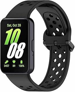 حزام سيليكون رسمي لساعة سامسونج Galaxy Fit 3 (SM-R390) سوار بديل رياضي للنساء/الرجال، حزام قابل للتعديل ومقاوم للماء