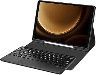 Keyboard Case for Samsung Galaxy Tab S10 Lite, S10 FE, S9 FE 5G 10.9, S9 Inch with Touch Trackpad, Pen Holder, Multiple Viewing Angle, Detachable Wireless Bluetooth Keyboard Cover (Black)