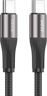 Type-C to Type-C Charging Data Cable 1M - 60W - CB4038C&C - Metal Body and Braided Cord - by Next store (Black)