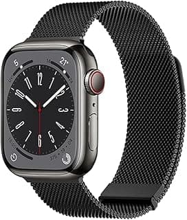 Wi-WB005 Braided Magnetic Band for Apple Watch (42-49mm) Premium Nylon Braid Strap with Secure Magnetic Closure - Black Breathable Adjustable Sport Wristband for Apple Watch Ultra & Series