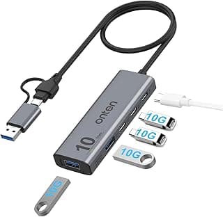 موزع USB سي بـ4 منافذ 10 جيجابايت في الثانية من اون تن، محول USB سي إلى USB سي وUSB ايه مع سرعة USB3.2 الجيل الثاني، 2*USB ايه (10) 2*USB C (10 جيجابايت)(نقل البيانات فقط، لا يدعم الطاقة والشاشة)
