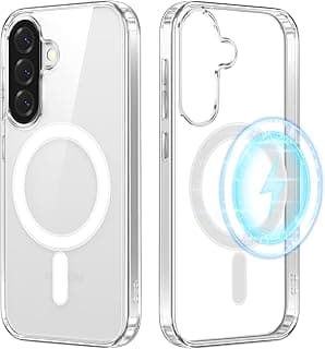جراب مغناطيسي لهاتف سامسونج Galaxy A26 5G متوافق مع MagSafe، شفاف، سيليكون ناعم وظهر PC، مضاد للصدمات