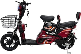 VLRA Super Bike Electric Scooter, Blue, with Front Storage Basket, LED Headlight, Dual Seat, Shock Absorption System