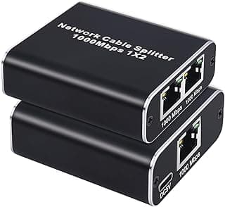 موزع شبكة Tendak LAN من 1 إلى 2 بسرعة 1000 ميجابت، سويتش شبكة RJ45 بمدخلين مع كابل طاقة تايب سي