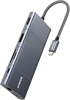 موزع USB نوع سي من انكر باور اكسباند+ 11 في 1 4k@60 هرتز HDMI ومعالجة البيانات توصيل الطاقة 100 وات USB-C و3 منافذ USB-A ايثرنت جيجابايت الصوت 3.5 ملم بطاقة ذاكرة MicroSD قارئ بطاقات أسود