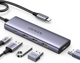 موزع USB نوع C من يوجرين، محول 5 في 1 USB C إلى 4K 60Hz HDMI، 3 منافذ USB 3.0 5 جيجابايت، 100 وات PD متوافق مع ماك بوك برو/اير/ايباد، جالاكسي نوت، كروم بوك، ديل اكس بي اس