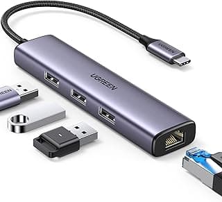 USB C to Ethernet Adapter, 4 in 1 USB C Hub Ethernet with 3 USB 3.0 Ports/Gigabit Rj45, Plug & Play, Thunderbolt (3/4) to Network Adapter for MacBook Pro/Air, XPS, iPad Pro, iPhone - 60600