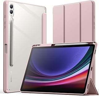 جراب نحيف متوافق مع سامسونج Galaxy Tab S8 Plus 2022-S7 FE 2021-S7 2020 مقاس 12.4 بوصة مع مكان للقلم، خاصية النوم/الاستيقاظ التلقائي، TPU PC (وردي)
