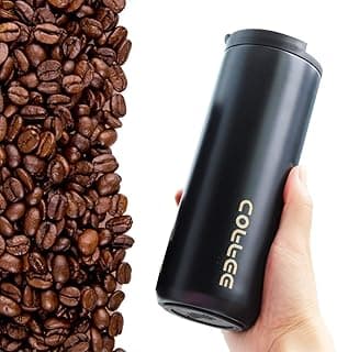 Coffee Cup Stainless Steel Vacuum Mug Keeps Drinks Hot & Cold thermal coffee mug double wall BPA-Free Slip-Proof and Leak-Proof (Black 500ML)