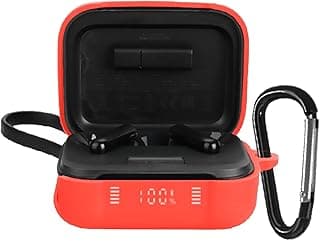 جراب حماية متوافق مع سماعات Soundcore P41i من انكر، جراب سيليكون محمول مضاد للخدش مع ميدالية (أحمر)