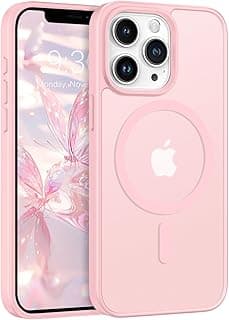 ROUMAYMAY Case for iPhone 14 Pro Max, Strong Magnetic [Compatible with MagSafe] Military Grade Protective Slim Translucent Matte Smooth Phone Case for iPhone iPhone 14 Pro Max 6.7'' Inch Cover, Pink