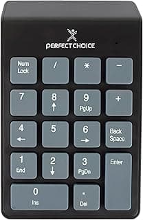 لوحة أرقام لاسلكية Perfect Choice، تصميم محمول، 18 مفتاح غشائي، متوافقة مع ويندوز 7 و 8، توصيل USB