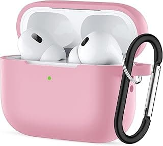 جراب متوافق مع AirPods Pro الجيل الثاني، غطاء سيليكون واقي مع ميدالية للرجال والنساء لـ Apple AirPods Pro الجيل الثاني (2022)، إضاءة LED أمامية ظاهرة (وردي)