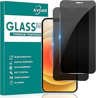 2 Pack Privacy Screen Protector for iPhone 12/iPhone 12 Pro 6.1 Inch Tempered Glass Film, Anti-Spy, Bubble Free, Case Friendly