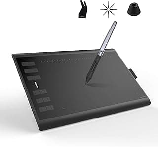 تابلت رسم الرسومات H1060P من انسبايروي هيون، مع قلم رقمي PW100 وقطعة واحدة من الجوانتي السوداء ومحولات او تي جي متضمنة