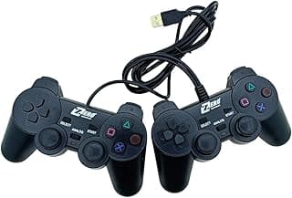 Dual Wired Gamepad Controllers – Pack of 2 (Multicolor) – Vibration, Turbo, Ergonomic – Compatible with PC, Laptop, PS2, Android (Standard Button)